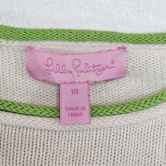 Lilly Pulitzer Girls Sweater Dress Youth 10 Navy Ivory Green Wedding Guest Party - Picture 3 of 9